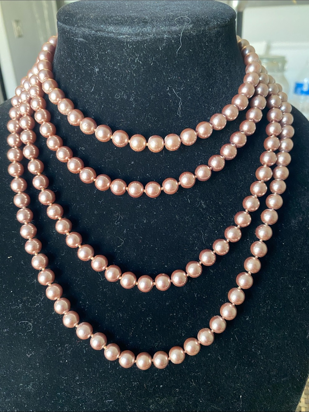 Cookie Lee Rose-Tone Multi-Strand Pearl Necklace